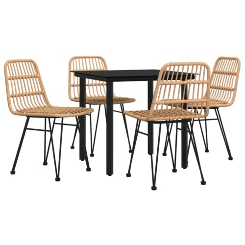 5-Piece Garden Dining Set Poly Rattan Wicker Outdoor Patio Furniture - Image 3