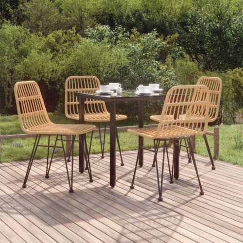 5-Piece Garden Dining Set Poly Rattan Wicker Outdoor Patio Furniture - Image 12