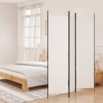 3-Panel Room Divider White 150x200cm Fabric