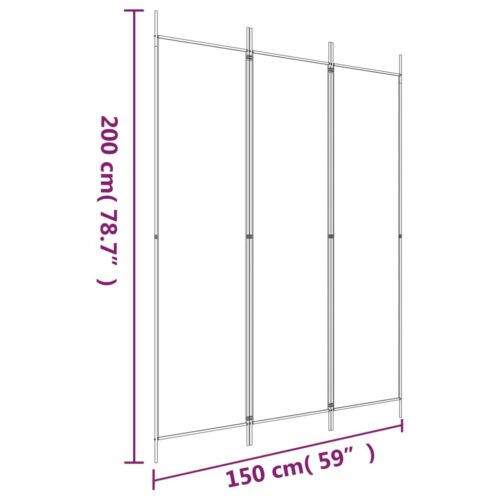 3-Panel Room Divider White 150x200cm Fabric - Image 8