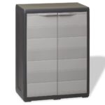 Garden Storage Cabinet with 1 Shelf Black Grey