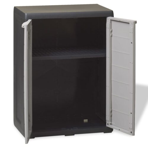 Garden Storage Cabinet with 1 Shelf Black Grey - Image 3