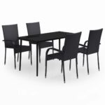 5-Piece Garden Dining Set Black