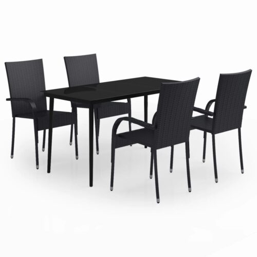 5-Piece Garden Dining Set Black