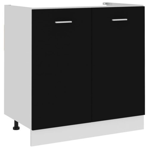Sink Bottom Cabinet Black 80x46x81.5cm Engineered Wood