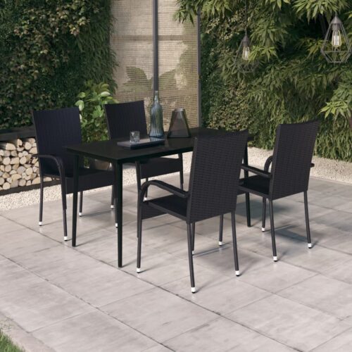 5-Piece Garden Dining Set Black - Image 10