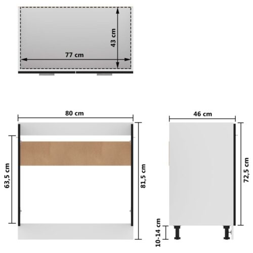 Sink Bottom Cabinet Black 80x46x81.5cm Engineered Wood - Image 10