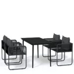 5-Piece Garden Dining Set Black