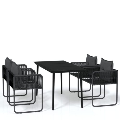 5-Piece Garden Dining Set Black