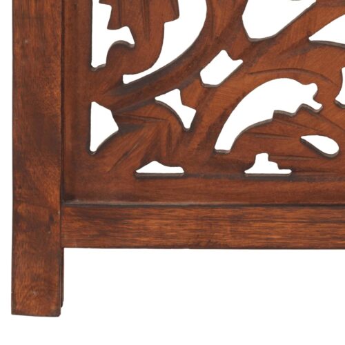 Hand carved 3-Panel Room Divider Brown 120x165cm Solid Mango Wood - Image 5