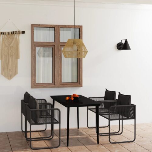 5-Piece Garden Dining Set Black - Image 9
