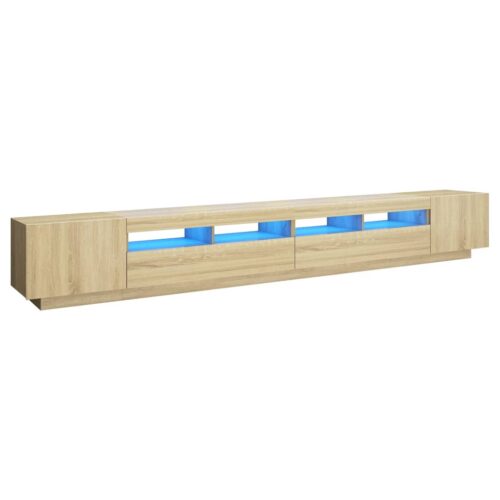 TV Cabinet with LED Lights Sonoma Oak 300x35x40cm - Image 2