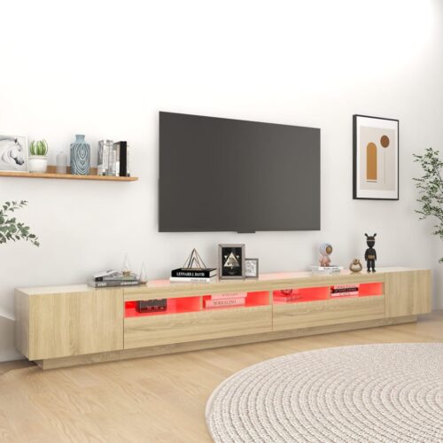 TV Cabinet with LED Lights Sonoma Oak 300x35x40cm - Image 4