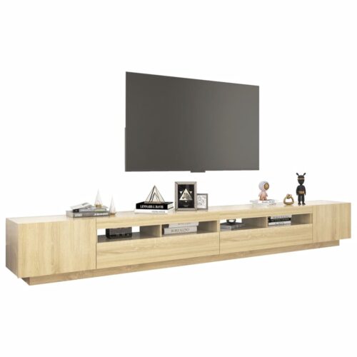 TV Cabinet with LED Lights Sonoma Oak 300x35x40cm - Image 6