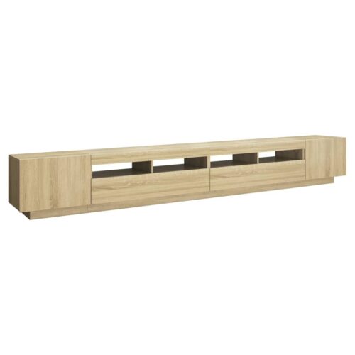 TV Cabinet with LED Lights Sonoma Oak 300x35x40cm - Image 7