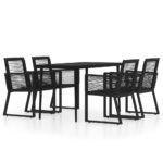 5-Piece Garden Dining Set Black