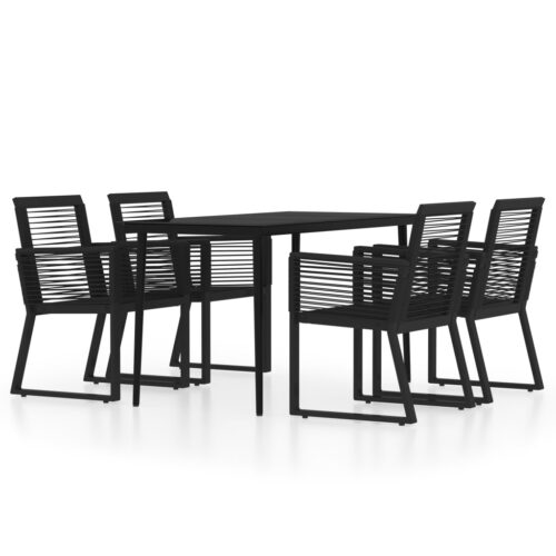 5-Piece Garden Dining Set Black