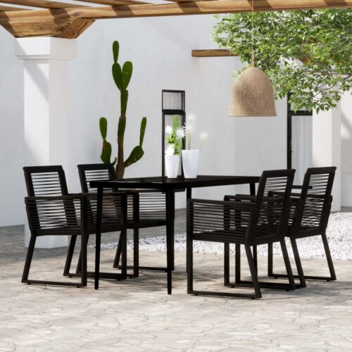 5-Piece Garden Dining Set Black - Image 9