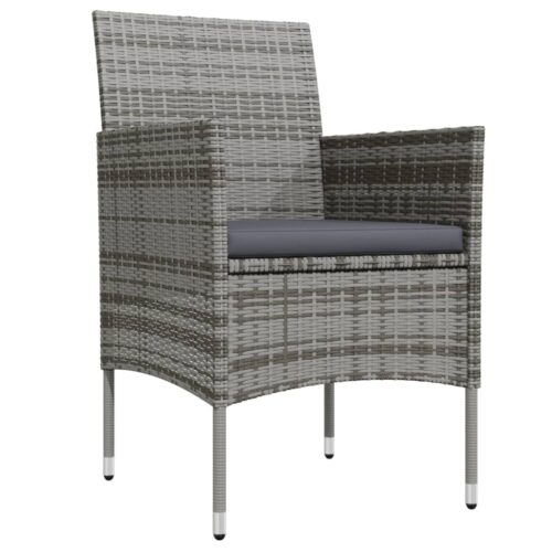 5-Piece Garden Dining Set with Cushions Grey Black - Image 3