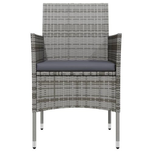 5-Piece Garden Dining Set with Cushions Grey Black - Image 4
