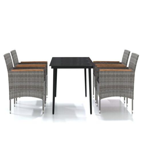 5-Piece Outdoor Dining Set with Cushions Grey Black