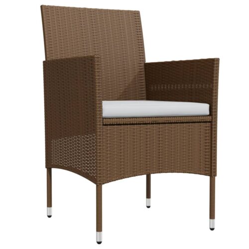 5-Piece Garden Dining Set with Cushions Brown Black - Image 3