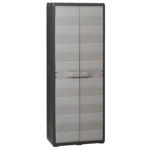 Garden Storage Cabinet with 3 Shelves Black Grey