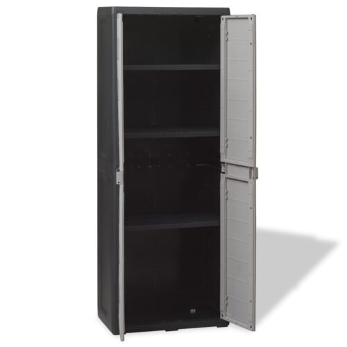 Garden Storage Cabinet with 3 Shelves Black Grey - Image 3