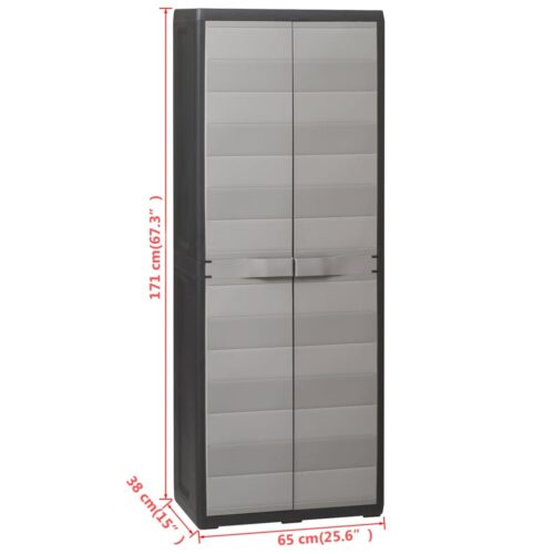 Garden Storage Cabinet with 3 Shelves Black Grey - Image 9