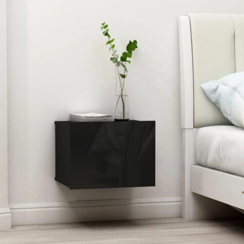 Bedside Cabinets 2pcs High Gloss Black 40x30x30cm Engineered Wood