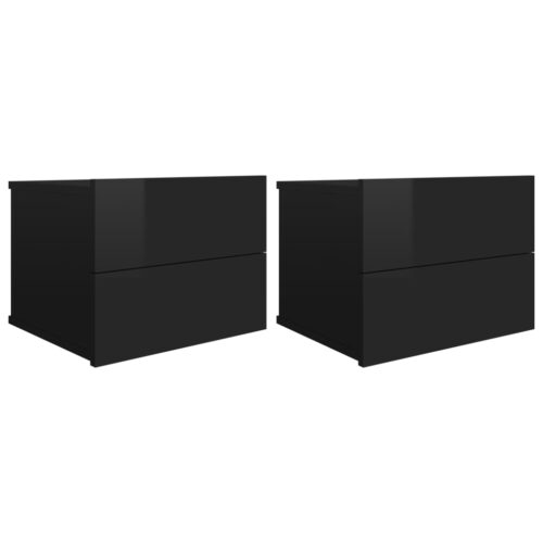 Bedside Cabinets 2pcs High Gloss Black 40x30x30cm Engineered Wood - Image 2