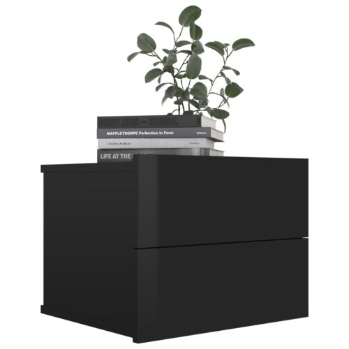 Bedside Cabinets 2pcs High Gloss Black 40x30x30cm Engineered Wood - Image 4