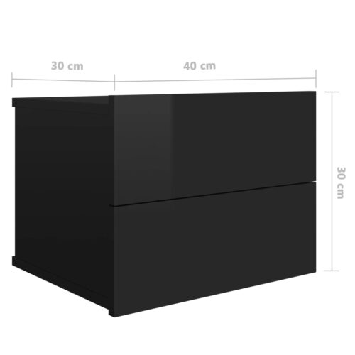 Bedside Cabinets 2pcs High Gloss Black 40x30x30cm Engineered Wood - Image 8