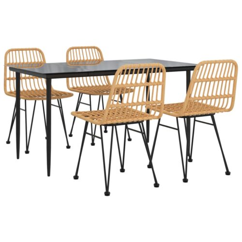 5-Piece Garden Dining Set Poly Rattan Wicker Outdoor Patio Furniture - Image 3