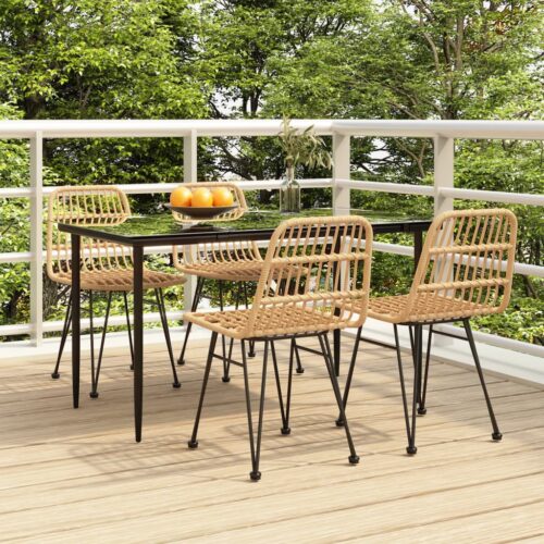 5-Piece Garden Dining Set Poly Rattan Wicker Outdoor Patio Furniture - Image 12