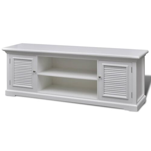 TV Stand White Wood - Image 2