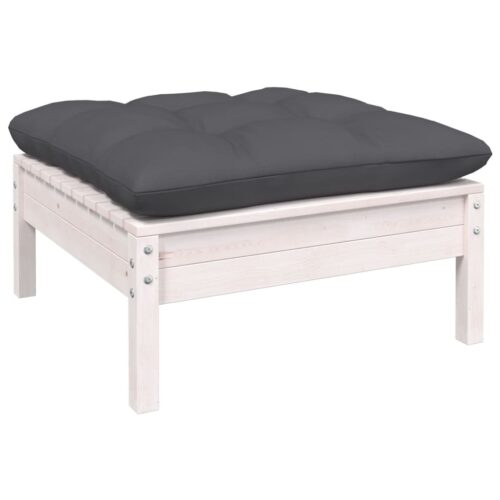 5-Piece Garden Lounge Set with Cushions White Pine Wood Outdoor Patio Furniture - Image 3