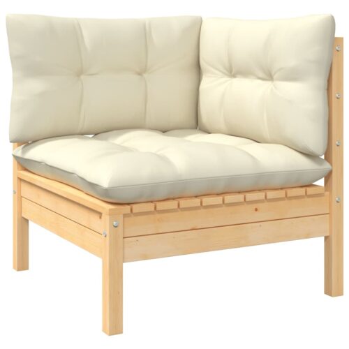 6-Piece Garden Lounge Set with Cream Cushions Pine Wood Outdoor Patio Furniture - Image 4