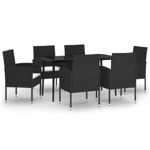 7-Piece Garden Dining Set Black Outdoor Patio Lounge Furniture