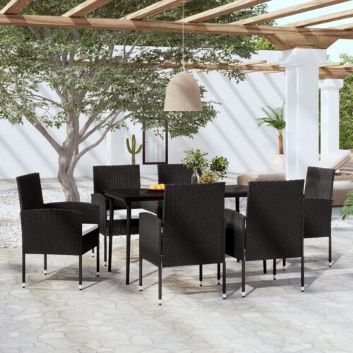 7-Piece Garden Dining Set Black Outdoor Patio Lounge Furniture - Image 9