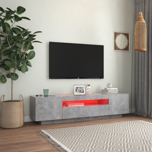TV Cabinet with LED Lights Concrete Grey 160x35x40cm - Image 4
