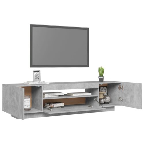 TV Cabinet with LED Lights Concrete Grey 160x35x40cm - Image 7