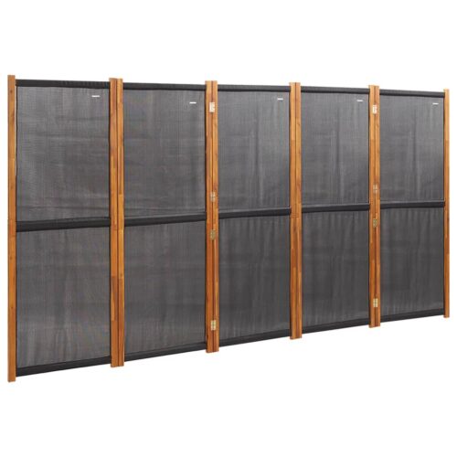 5-Panel Room Divider Black 350x180cm - Image 2
