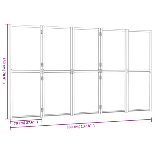 5-Panel Room Divider Black 350x180cm - Image 7