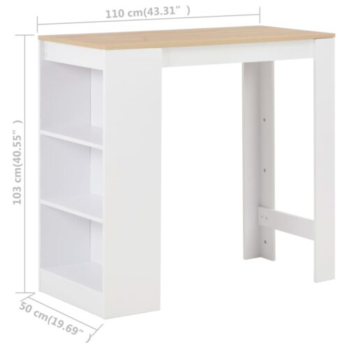 Bar Table with Shelf White 110x50x103cm - Image 6