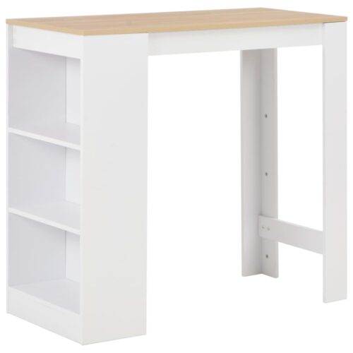 Bar Table with Shelf White 110x50x103cm - Image 7