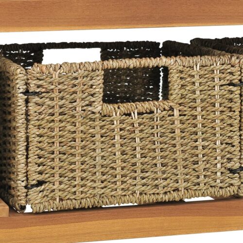 Bathroom Vanity Cabinet with 3 Baskets Solid Wood Teak 132x45x75cm - Image 5