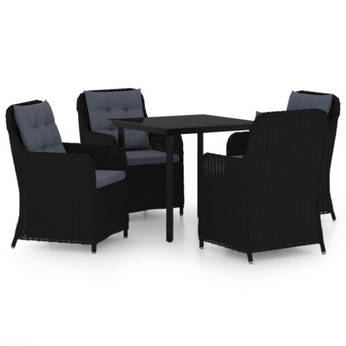 5-Piece Garden Dining Set Black