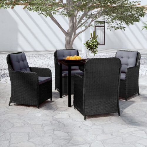 5-Piece Garden Dining Set Black - Image 10