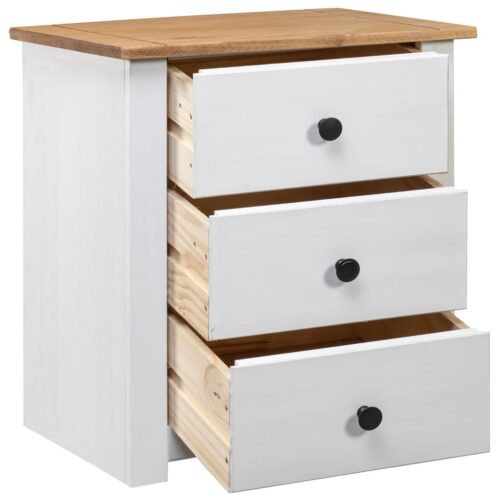 Bedside Cabinet White 46x40x57cm Pinewood Panama Range - Image 2